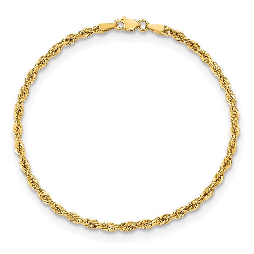 10k Yellow Gold 3 mm Semi-Solid Rope Bracelet (1.4 grams)