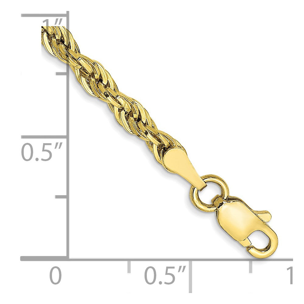 10k Yellow Gold 3 mm Semi-Solid Rope Bracelet (1.4 grams)