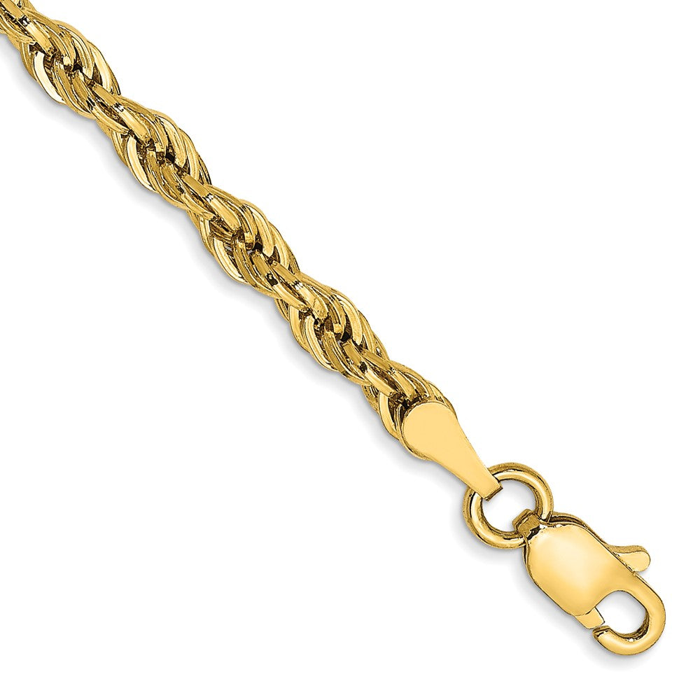 10k Yellow Gold 3 mm Semi-Solid Rope Bracelet (1.4 grams)