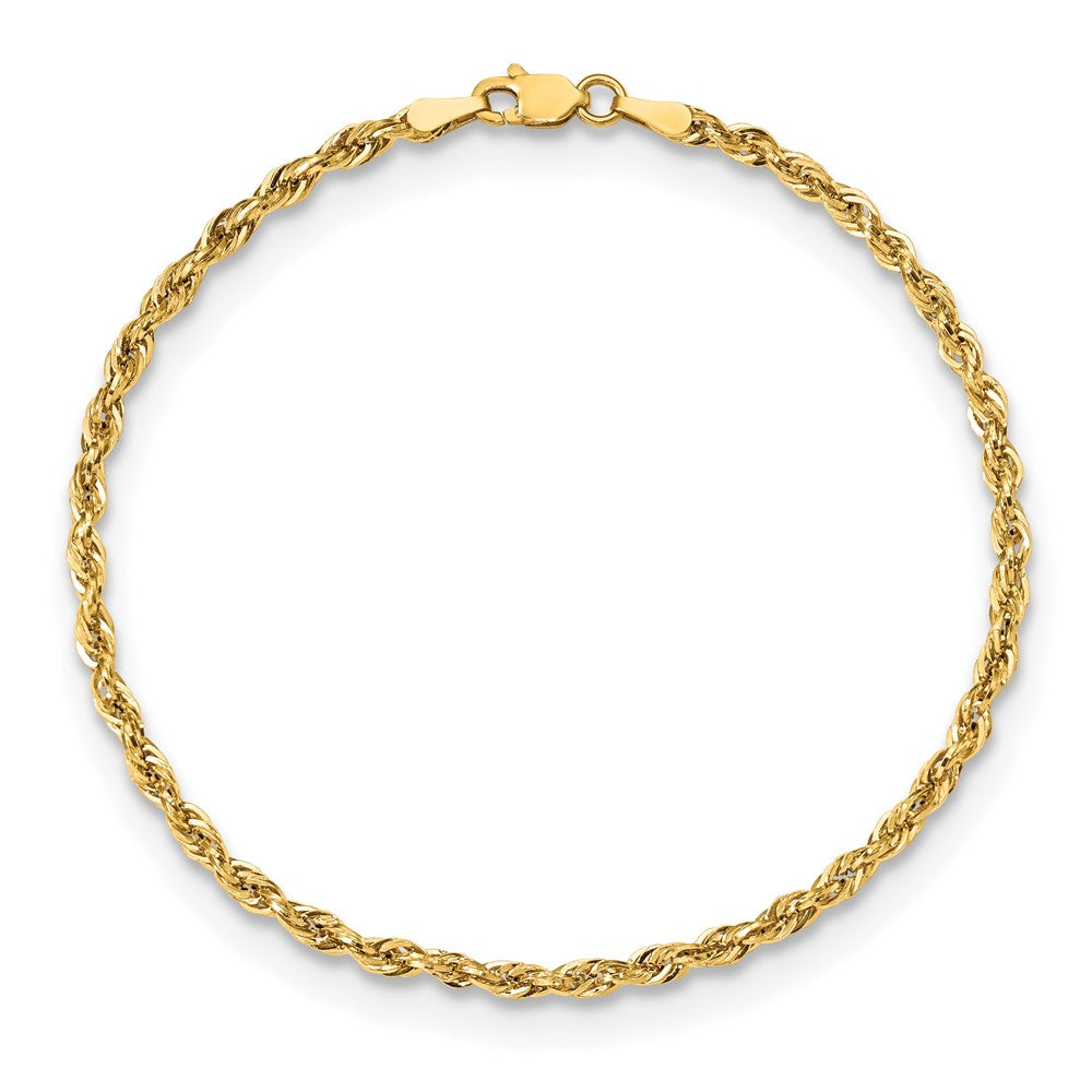 10k Yellow Gold 2.8 mm Semi-Solid Rope Bracelet (1.27 grams)