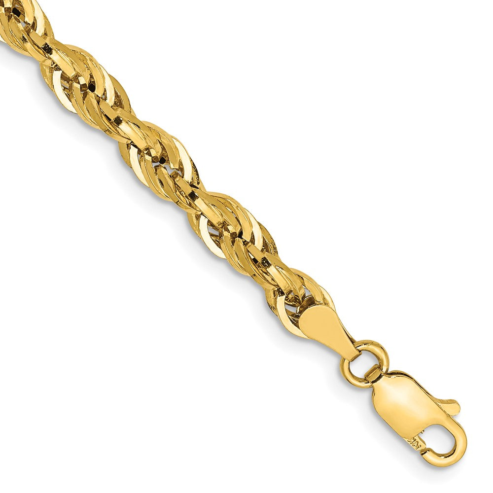 10k Yellow Gold 4.25 mm Semi-Solid Rope Bracelet (2.09 grams)