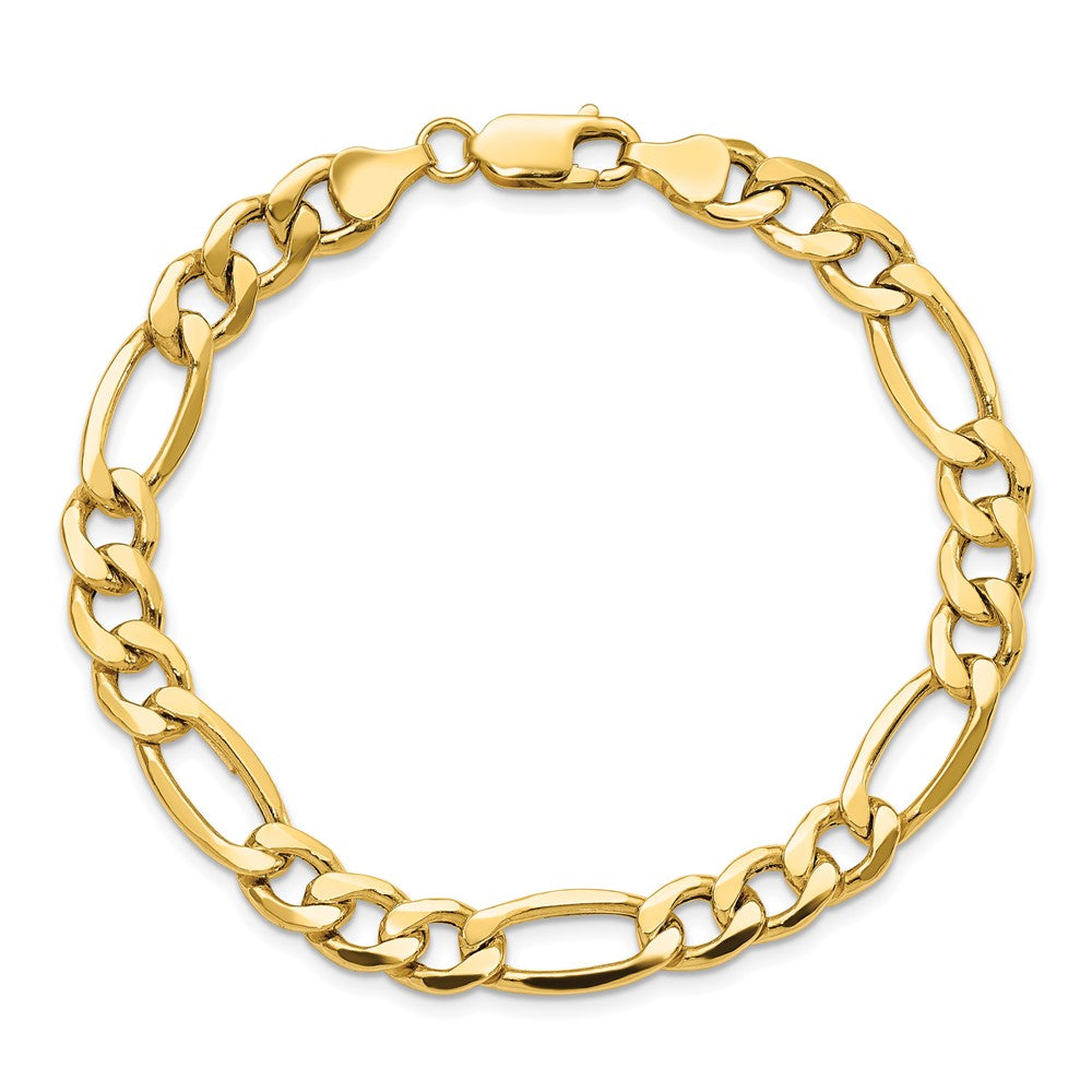 10k Yellow Gold 8.5 mm Semi-Solid Figaro Bracelet (6.42 grams)