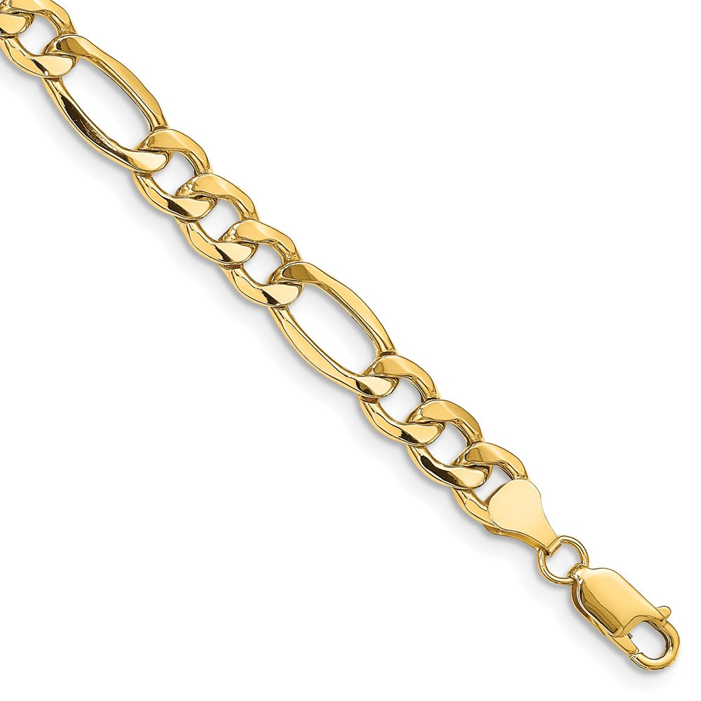 10k Yellow Gold 8.5 mm Semi-Solid Figaro Bracelet (6.42 grams)