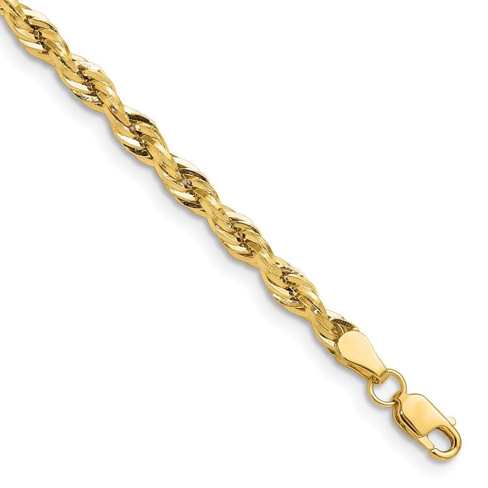 10k Yellow Gold 3.5 mm Semi-Solid Rope Bracelet (1.57 grams)