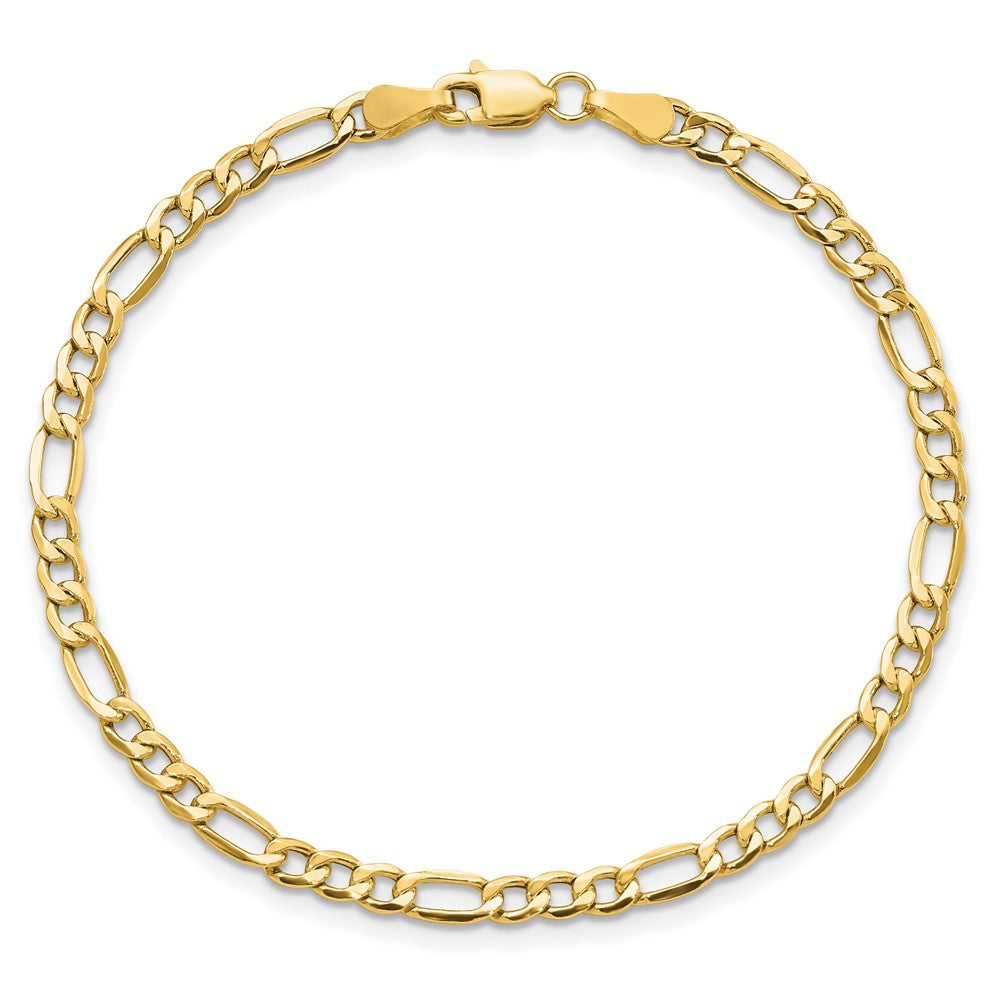 10k Yellow Gold 3.5 mm Semi-Solid Figaro Bracelet (1.42 grams)