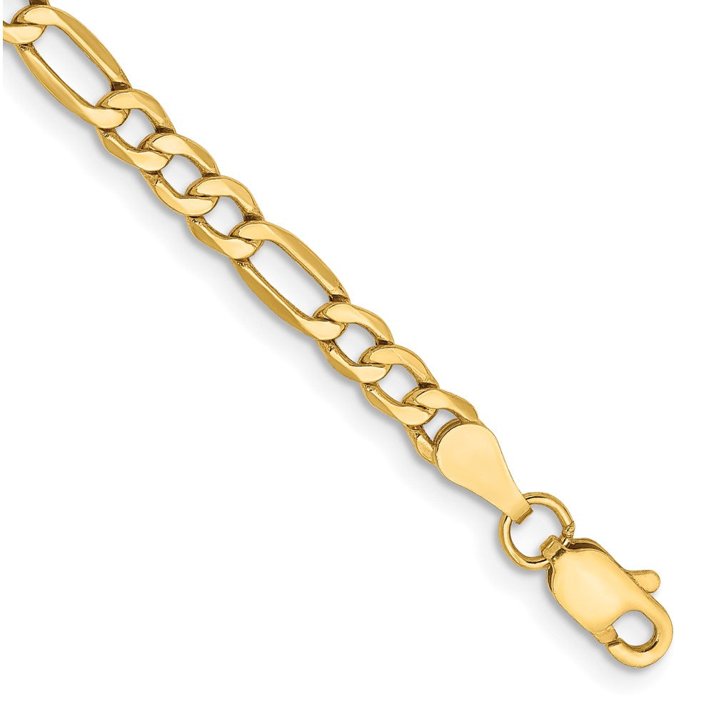 10k Yellow Gold 3.5 mm Semi-Solid Figaro Bracelet (1.42 grams)