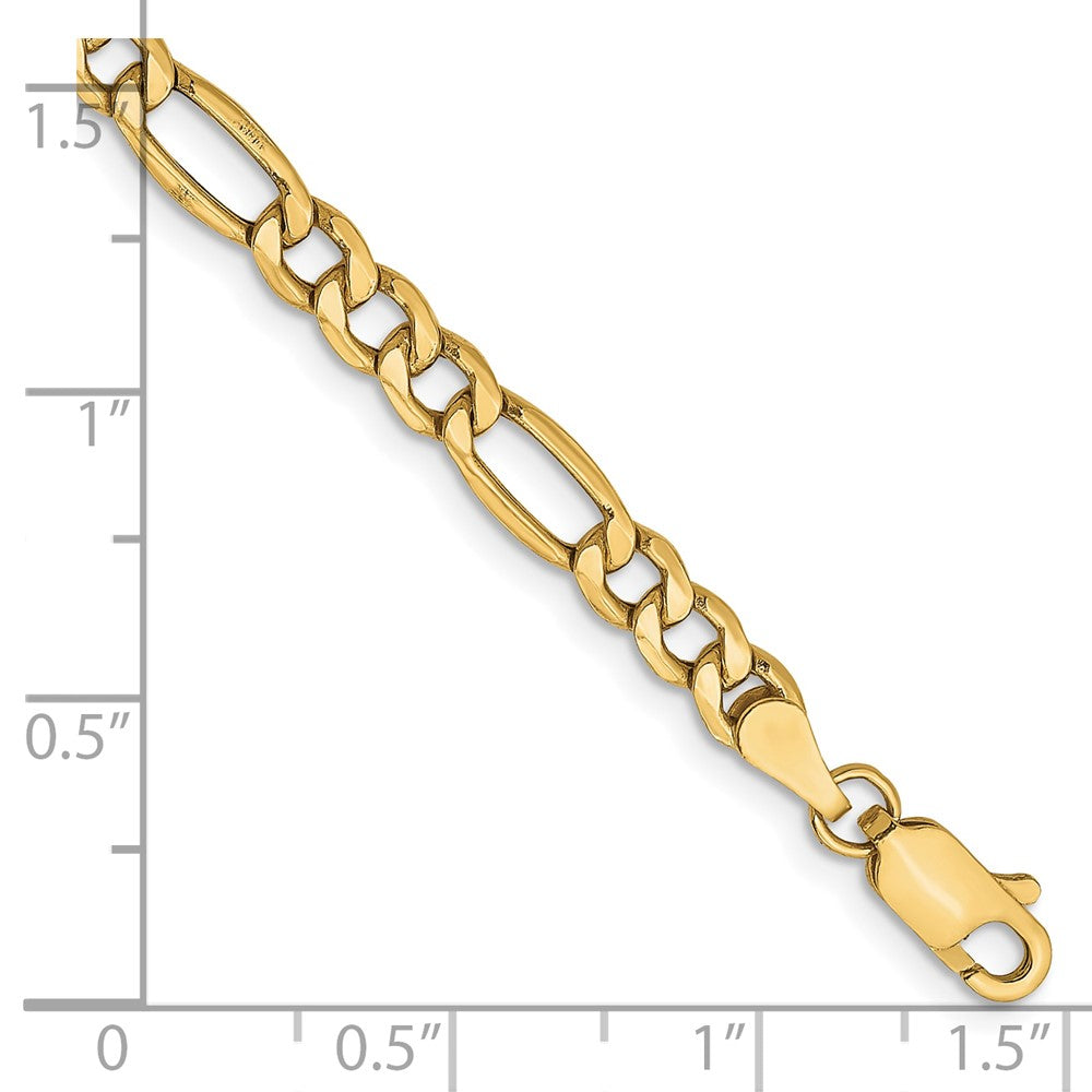 10k Yellow Gold 4.2 mm Semi-Solid Figaro Bracelet (2 grams)