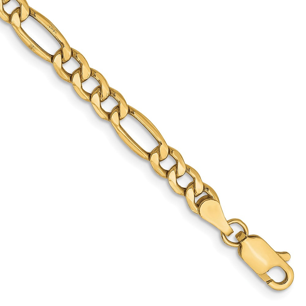 10k Yellow Gold 4.2 mm Semi-Solid Figaro Bracelet (2 grams)