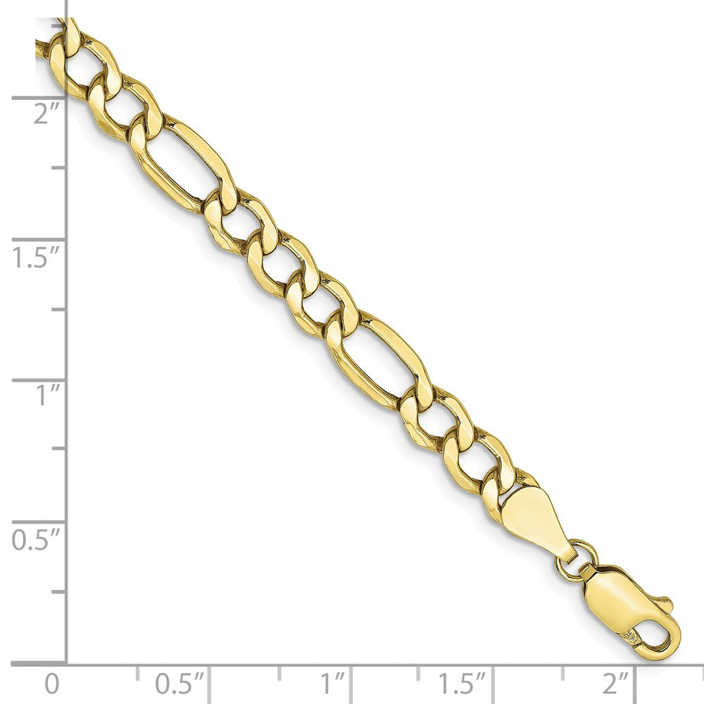 10k Yellow Gold 5.35 mm Semi-Solid Figaro Bracelet