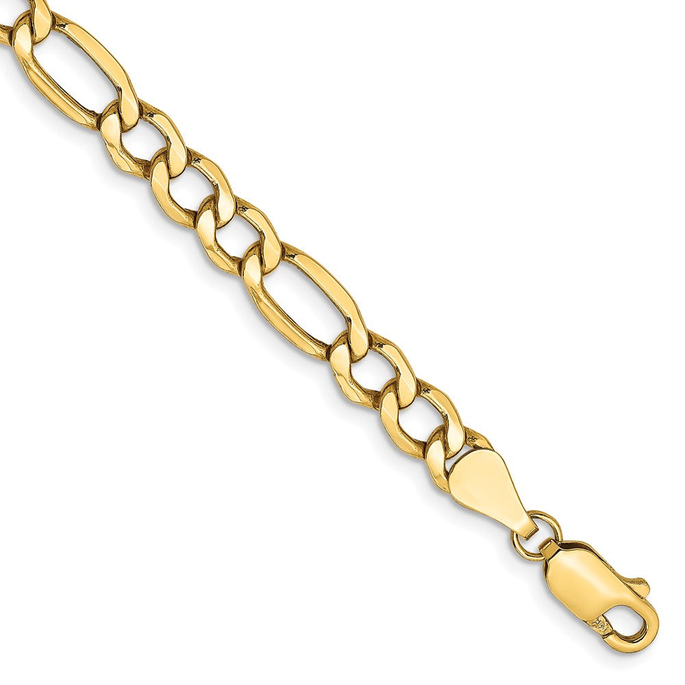 10k Yellow Gold 5.35 mm Semi-Solid Figaro Bracelet
