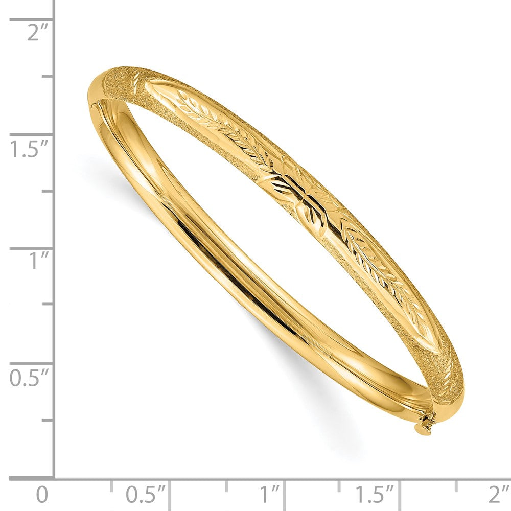 10k Yellow Gold 5 mm Florentine Hinged Baby Bangle (3.59 grams)