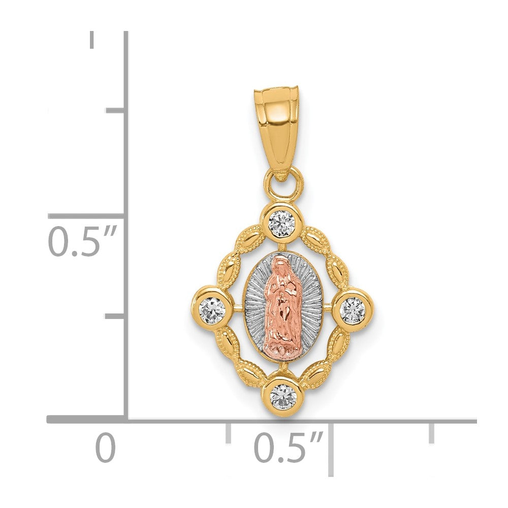 10k Two-tone 11 mm  Our Lady of Guadalupe Pendant (0.81 grams)