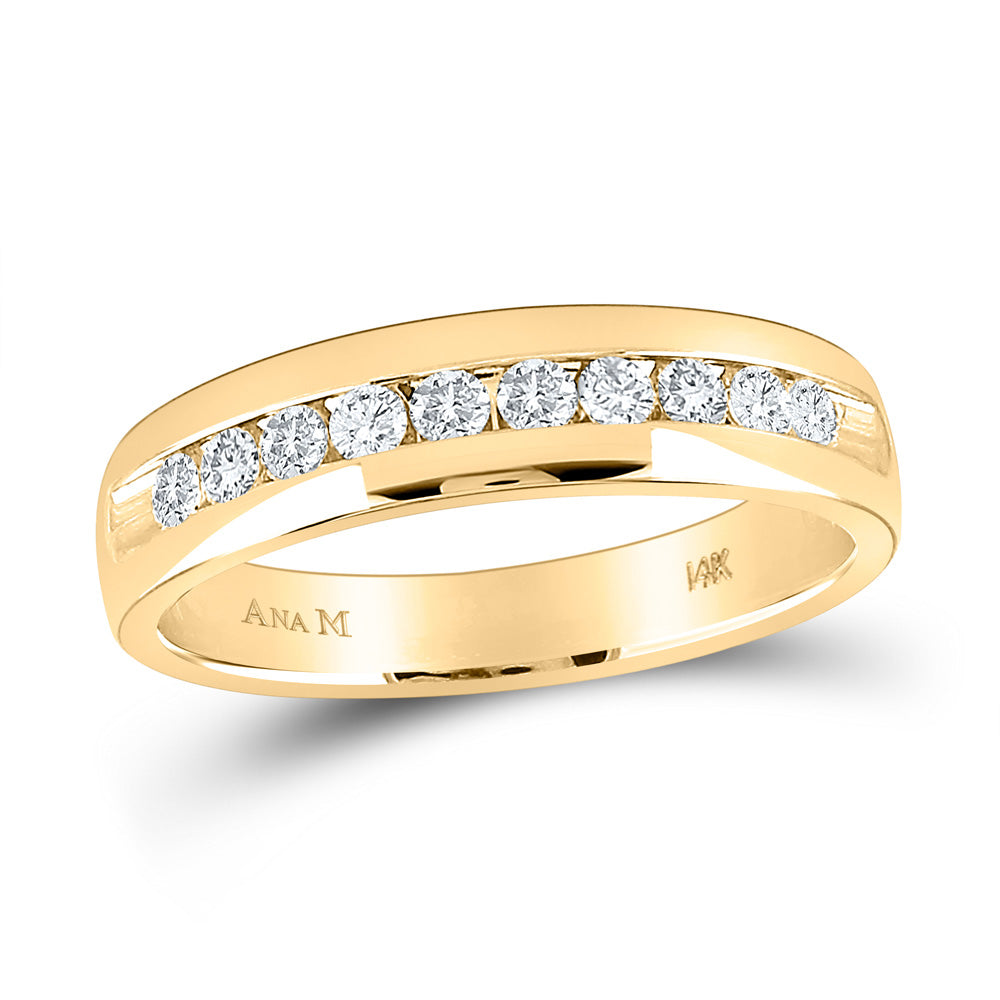 Gold Band Wedding Ring 1/2 Cttw Round Natural Diamond Mens (5.48 grams)