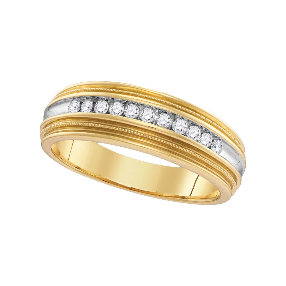 Gold Band Wedding Ring 1/4 Cttw Round Natural Diamond Mens