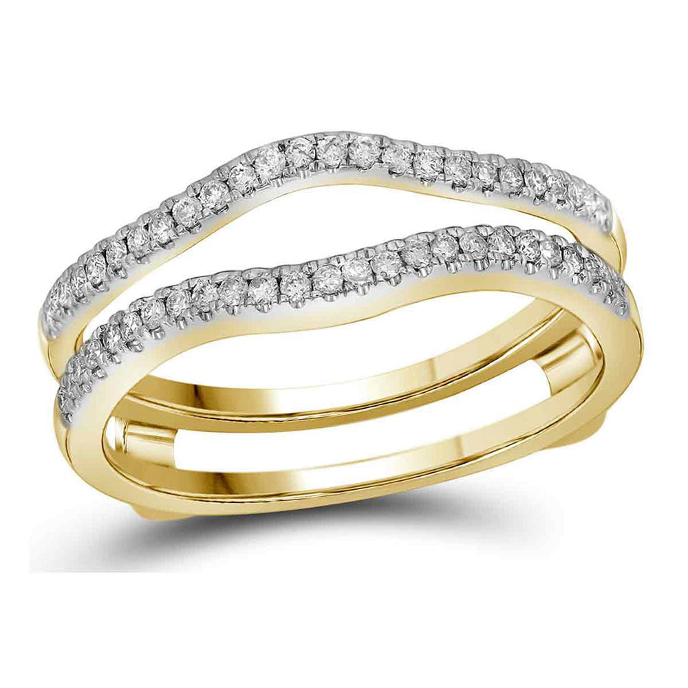 Gold Wrap Enhancer Wedding Band 1/4 Cttw Round Natural Diamond Womens (3.22 grams)