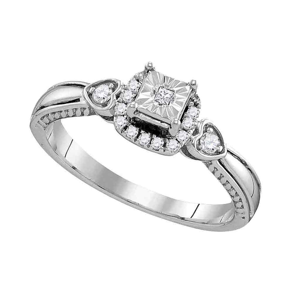 Sterling Silver Solitaire Bridal Wedding Engagement Ring 1/6 Cttw Round Natural Diamond Womens