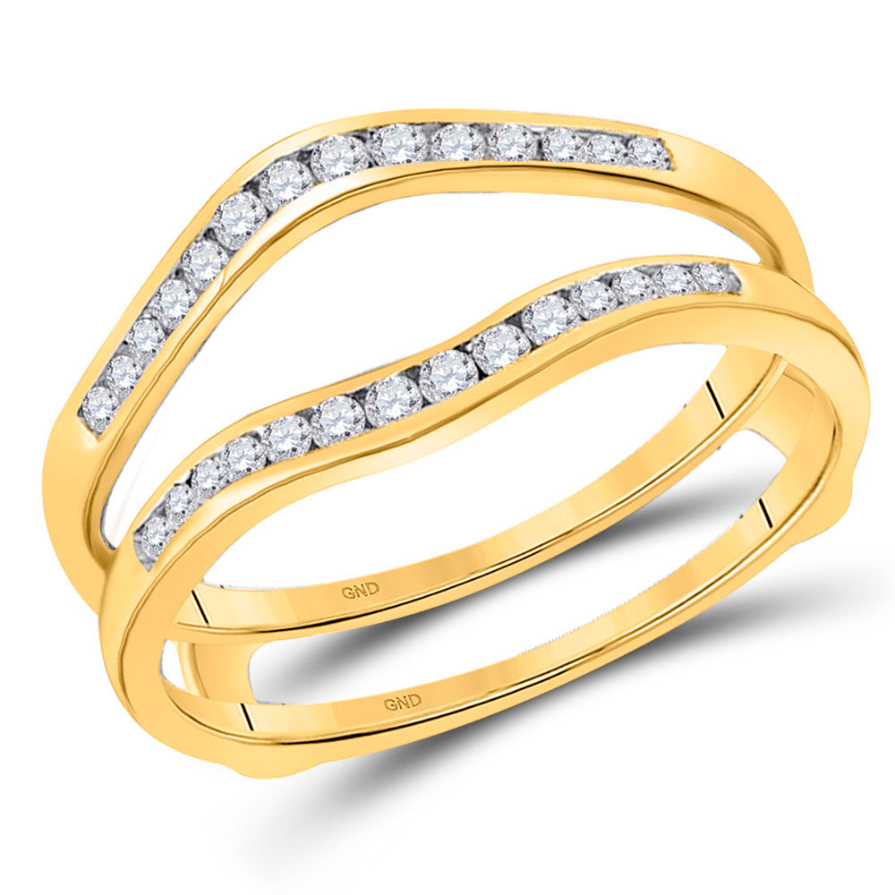 14kt Yellow Gold Womens Round Diamond Wrap Enhancer Wedding Band 1/2 Cttw