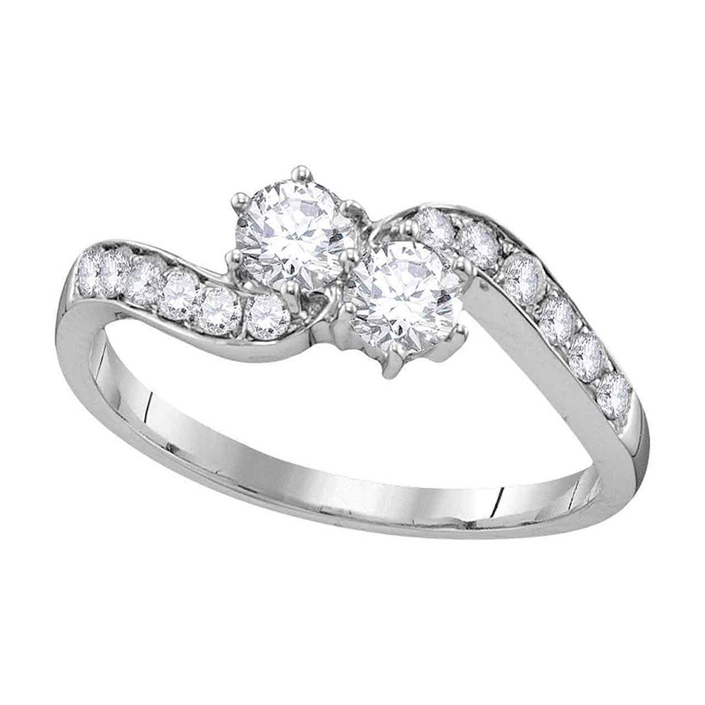 10kt White Gold Round Diamond 2-stone Bridal Wedding Engagement Ring 5/8 Cttw