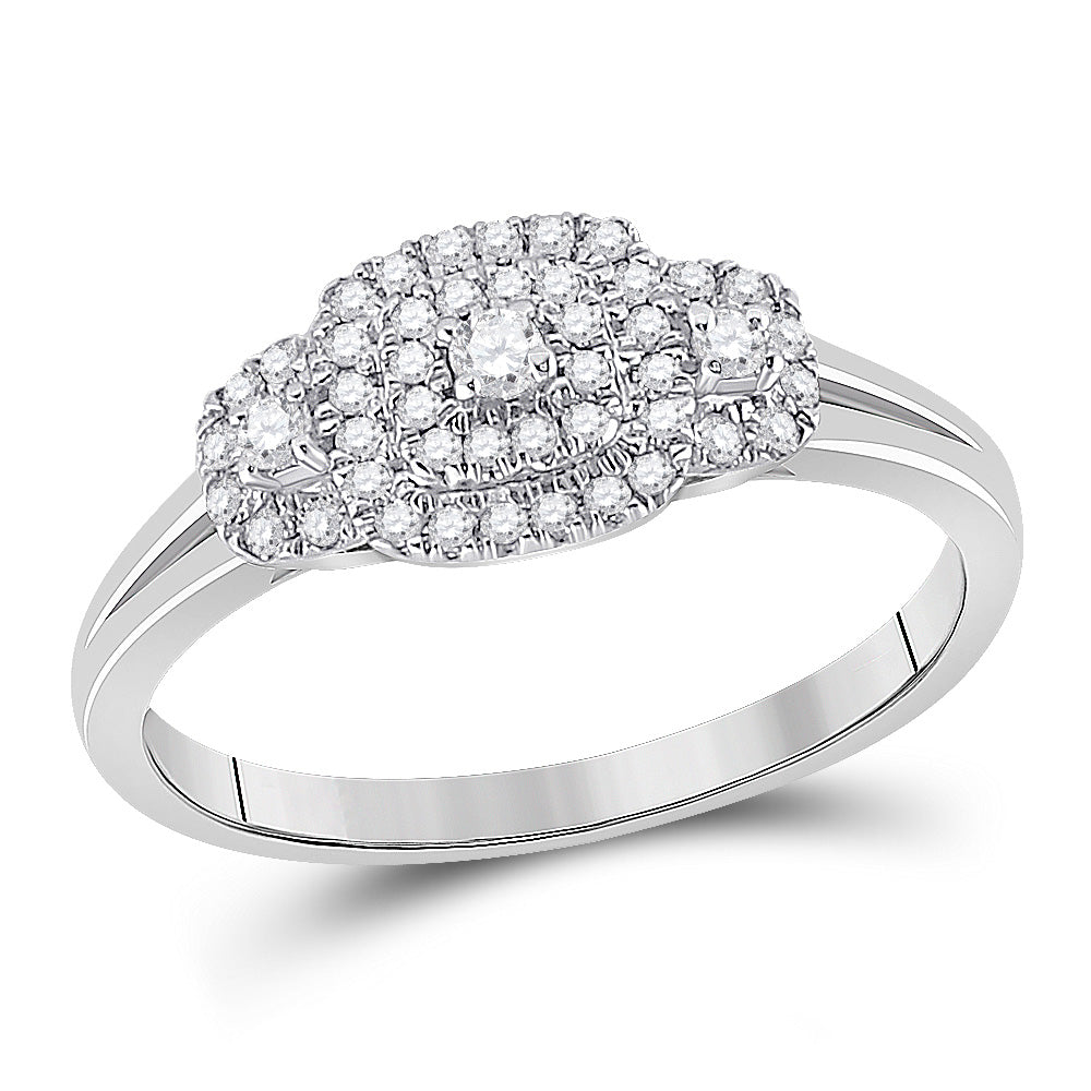 10kt White Gold Round Diamond Halo Bridal Wedding Engagement Ring 1/4 Cttw