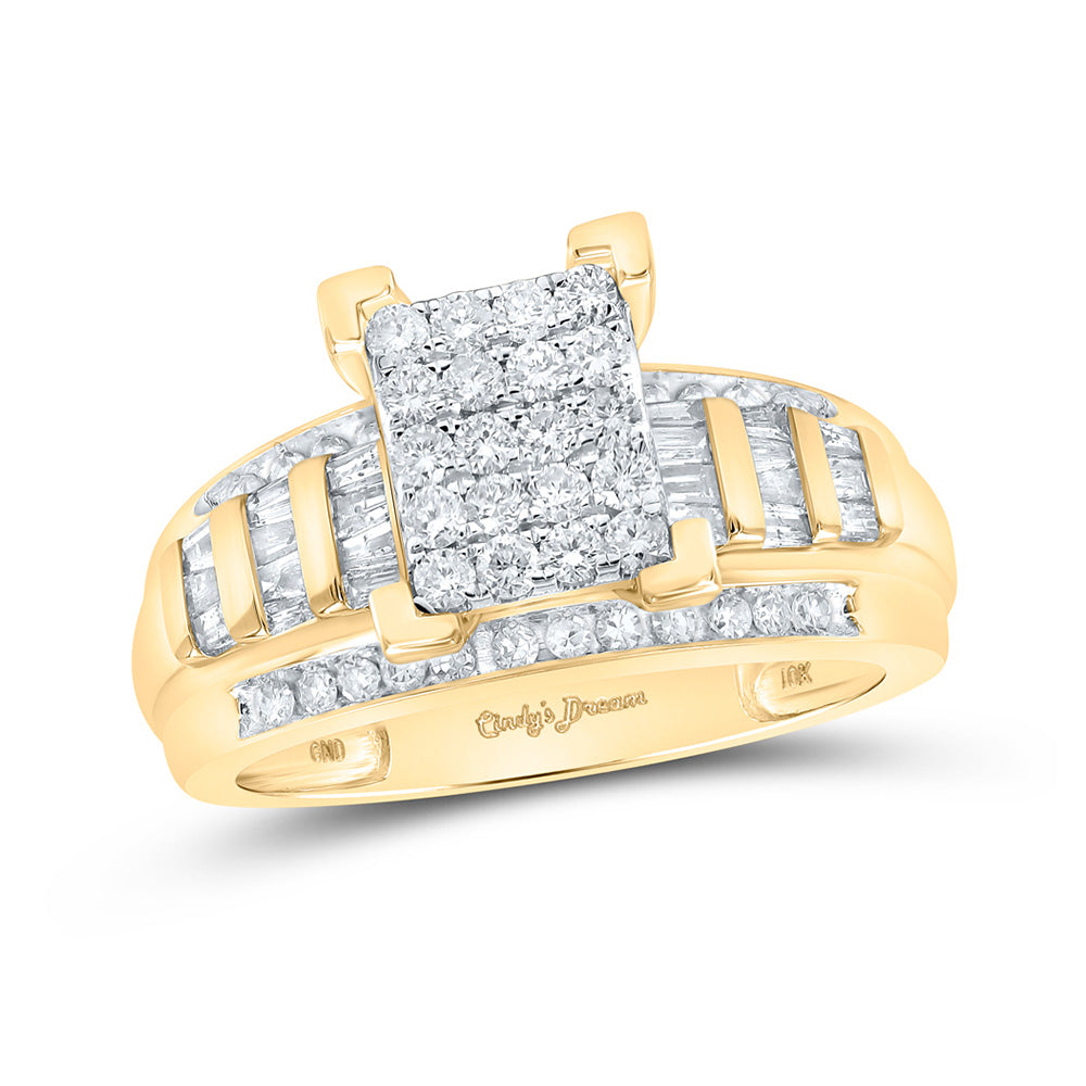 10kt Yellow Gold Round Diamond Bridal Wedding Engagement Ring 7/8 Cttw