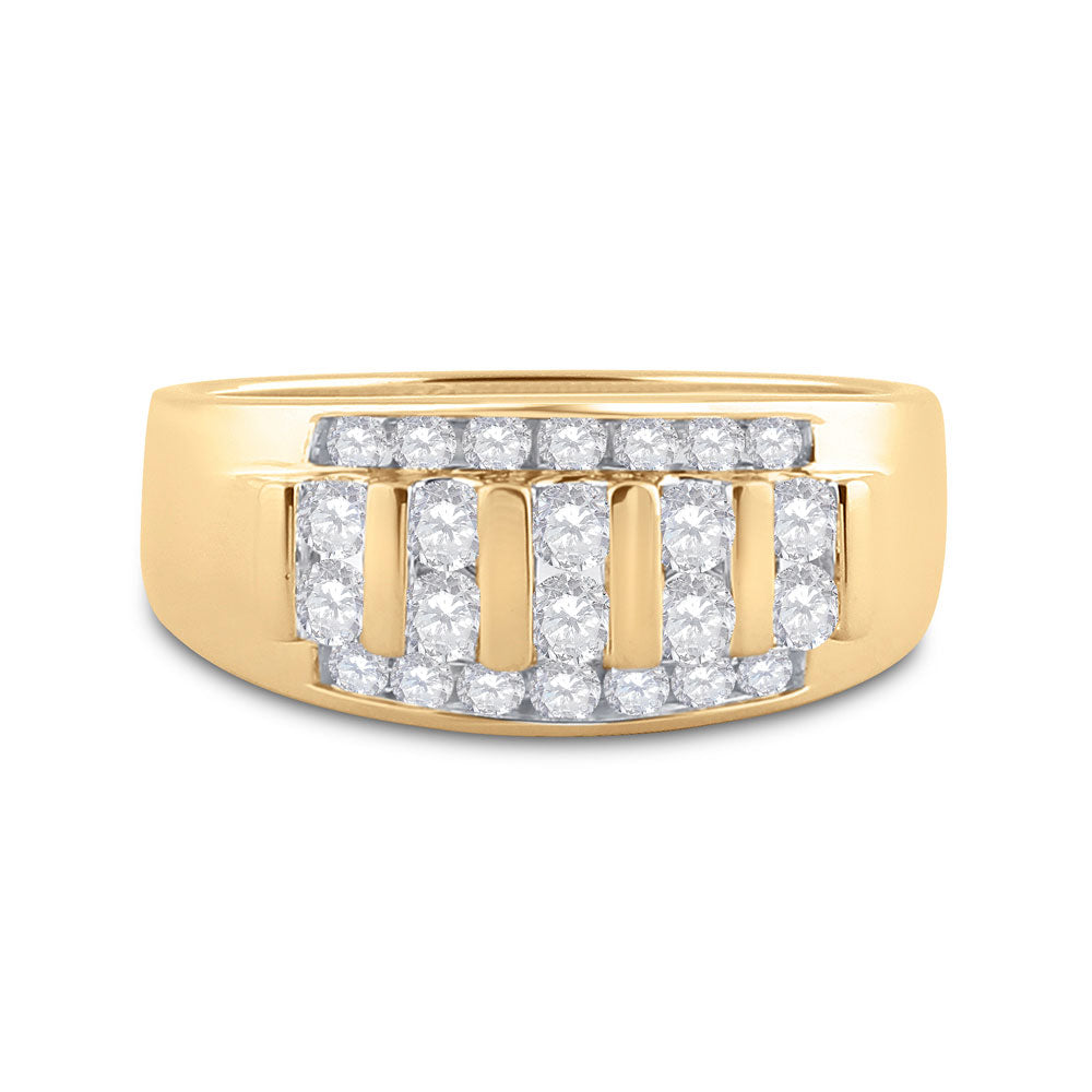 14kt Yellow Gold Mens Round Diamond Wedding Channel Set Band Ring 1 Cttw