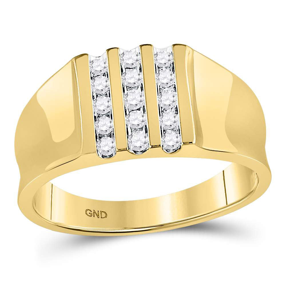 Gold Band Wedding Ring 1/4 Cttw Round Natural Diamond Mens