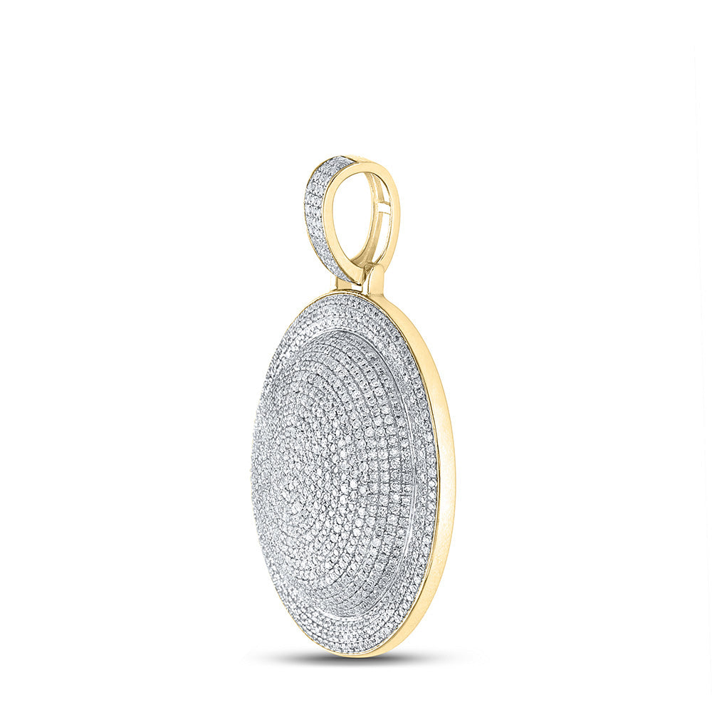 Gold Circle Charm Pendant 2 7 8 Cttw Round Natural Diamond Mens