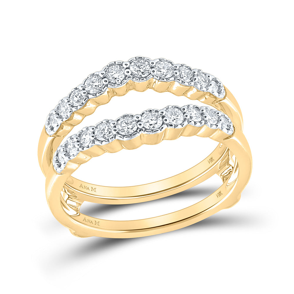 Gold Wrap Enhancer Wedding Band 1/2 Cttw Round Natural Diamond Womens