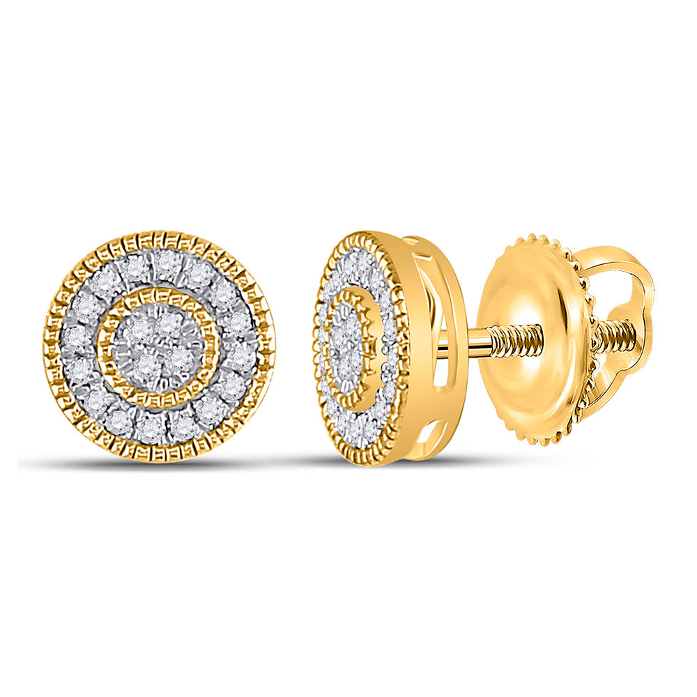 10kt Yellow Gold Round Diamond Circle Earrings 1/8 Cttw
