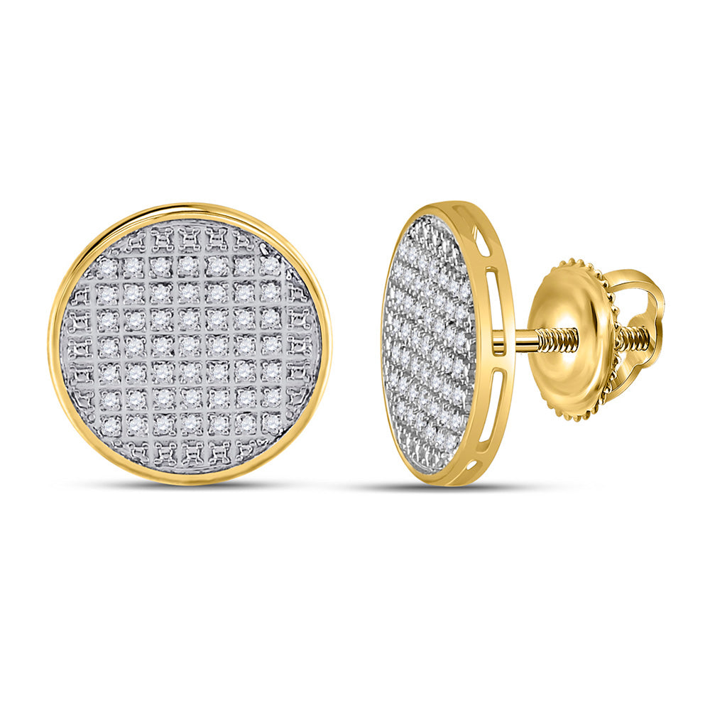 10kt Yellow Gold Round Diamond Disk Circle Earrings 1/4 Cttw
