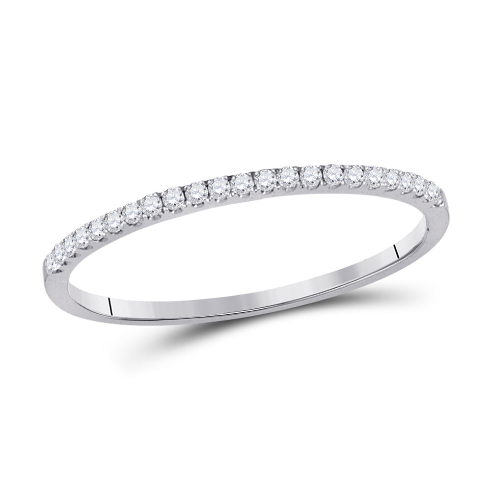 10kt White Gold Womens Round Diamond Timeless Stackable Band Ring 1/8 Cttw