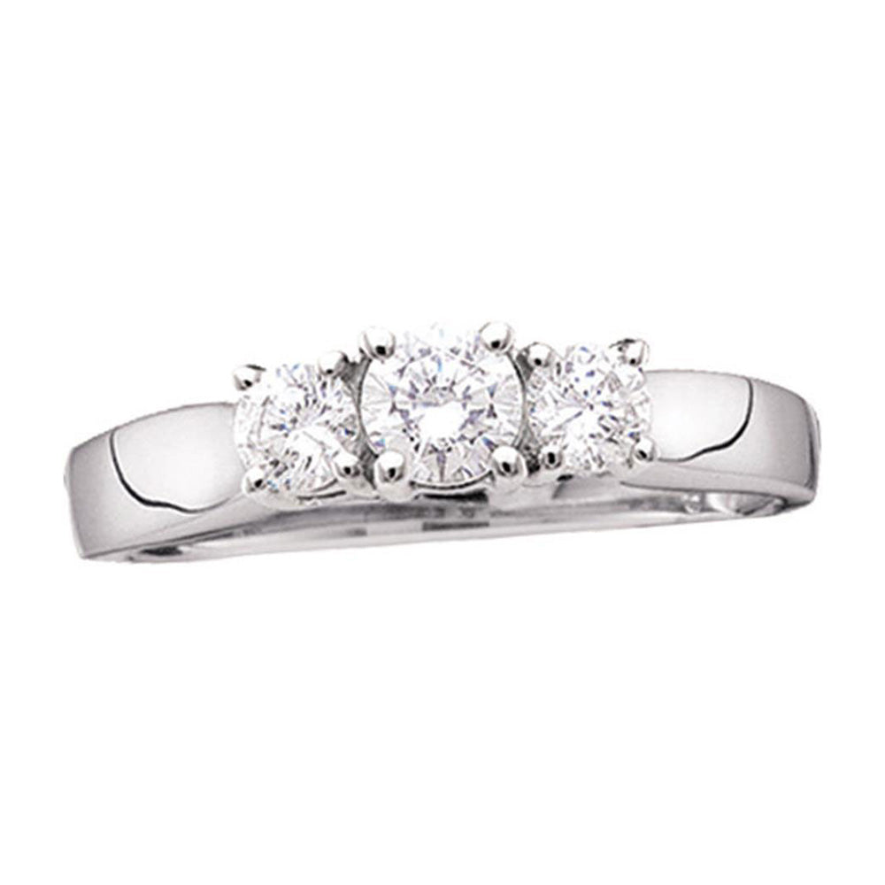 14kt White Gold Round Diamond 3-stone Bridal Wedding Engagement Ring 1-1/2 Cttw