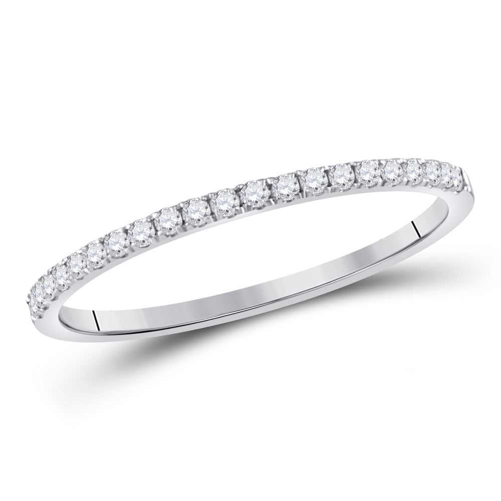 14kt White Gold Womens Round Diamond Stackable Band Ring 1/6 Cttw