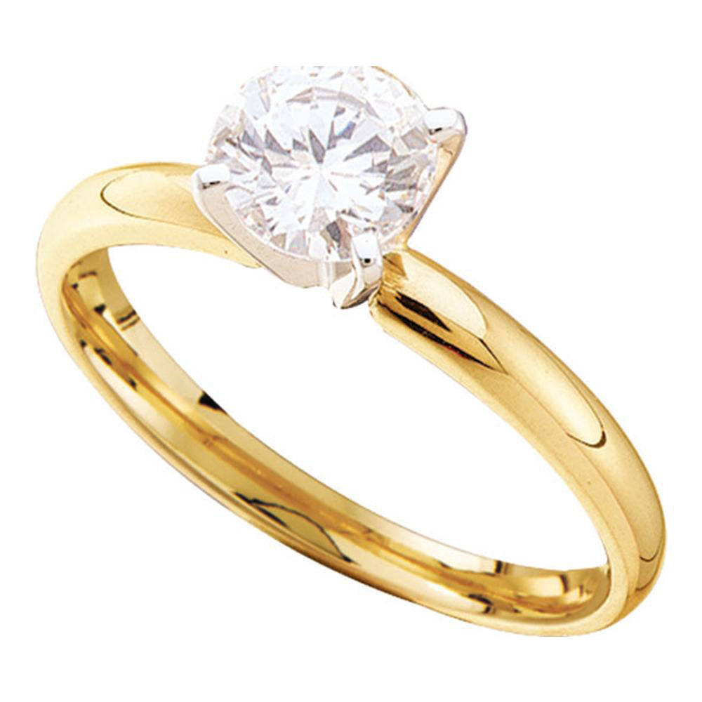 Gold Solitaire Bridal Wedding Engagement Ring 3/4 Cttw Round Natural Diamond Womens