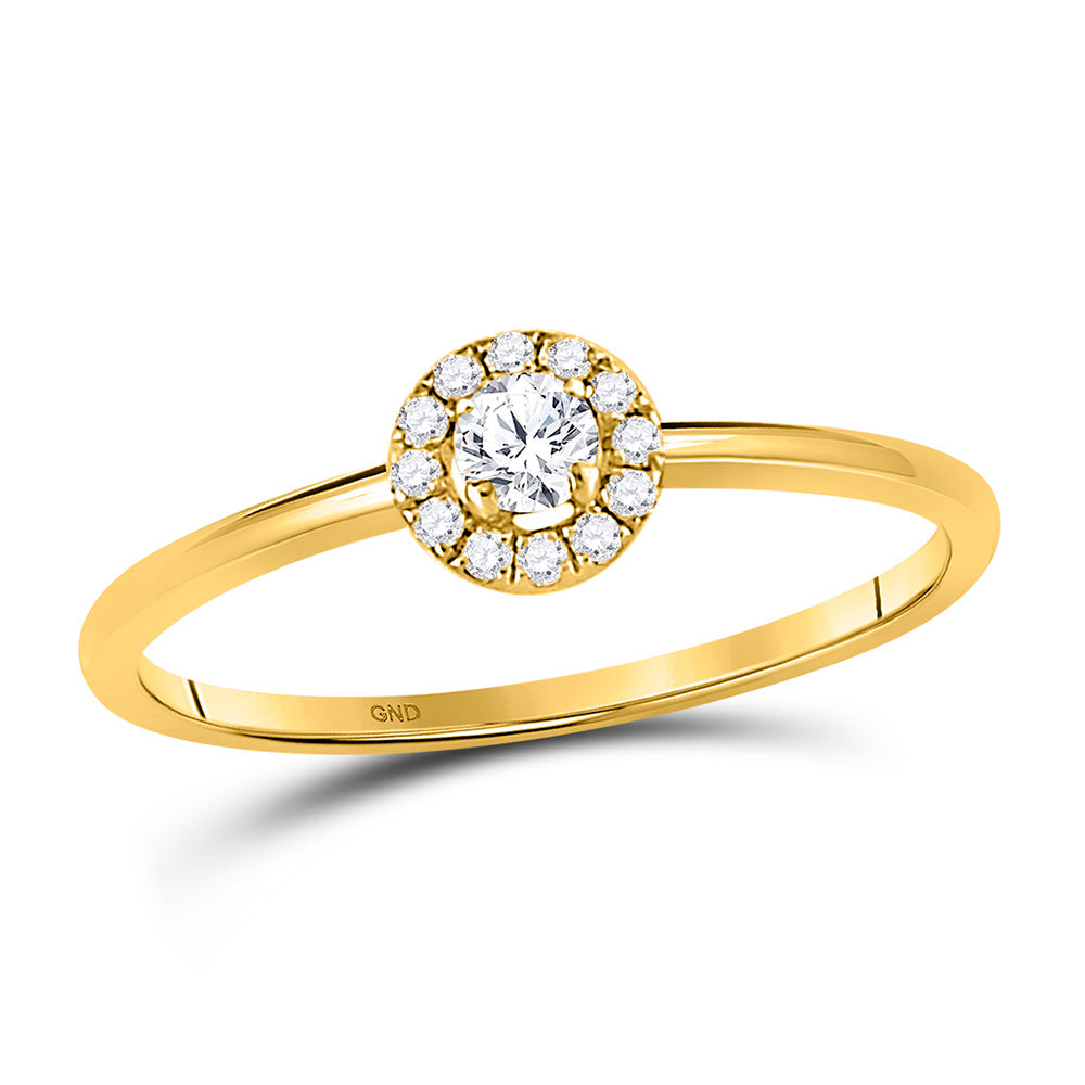 10kt Yellow Gold Womens Round Diamond Solitaire Stackable Band Ring 1/5 Cttw