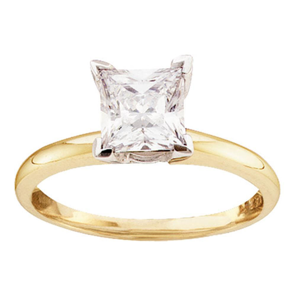 Gold Solitaire Bridal Wedding Engagement Ring 1 Cttw Princess Natural Diamond Womens