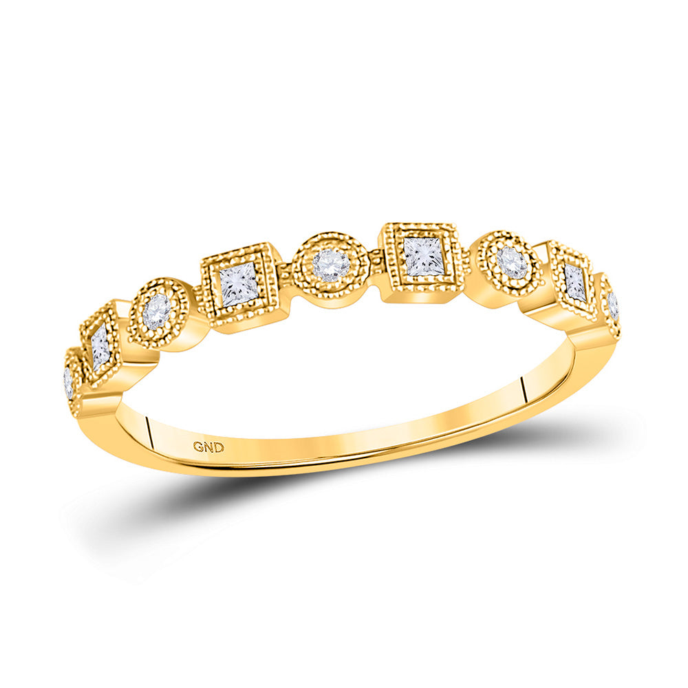 10kt Yellow Gold Womens Round Diamond Square Dot Stackable Band Ring 1/6 Cttw