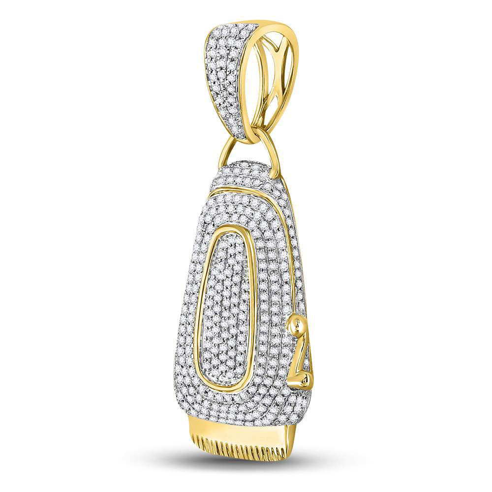 10kt Yellow Gold Mens Round Diamond Barber Clipper Trimmer Charm Pendant 1 Cttw