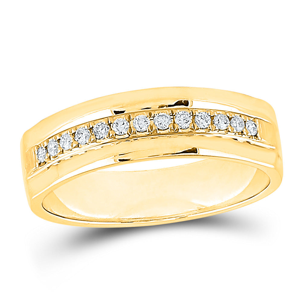 Gold Band Wedding Ring 1/5 Cttw Round Natural Diamond Mens