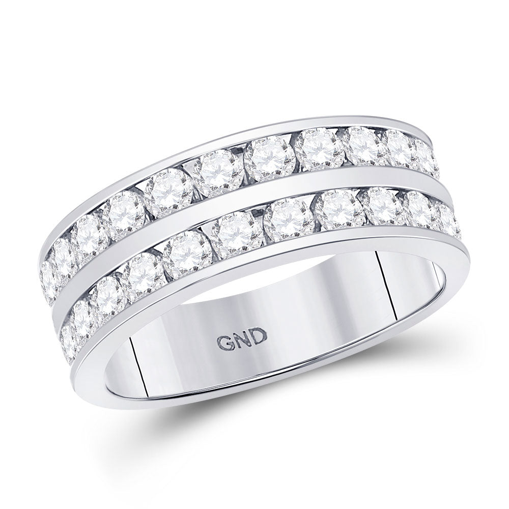 Gold Band Wedding Ring 2 Cttw Round Natural Diamond Mens