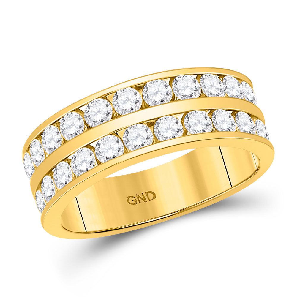 Gold Band Wedding Ring 2 Cttw Round Natural Diamond Mens