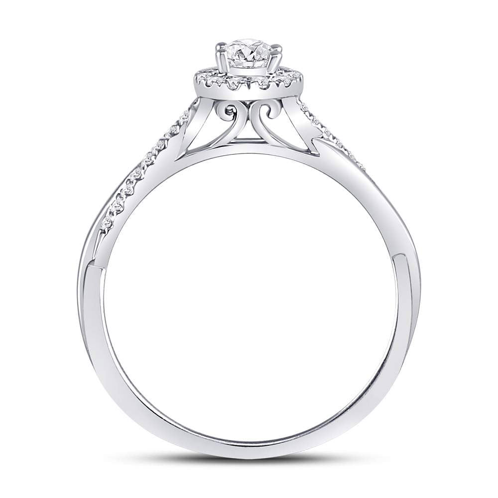 14kt White Gold Oval Diamond Solitaire Bridal Wedding Engagement Ring 1/3 Cttw