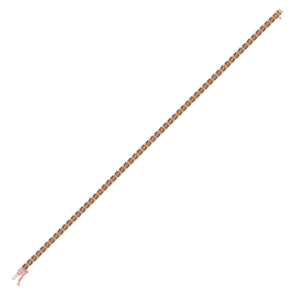 14kt Rose Gold Womens Round Brown Diamond Tennis Bracelet 3-1/3 Cttw