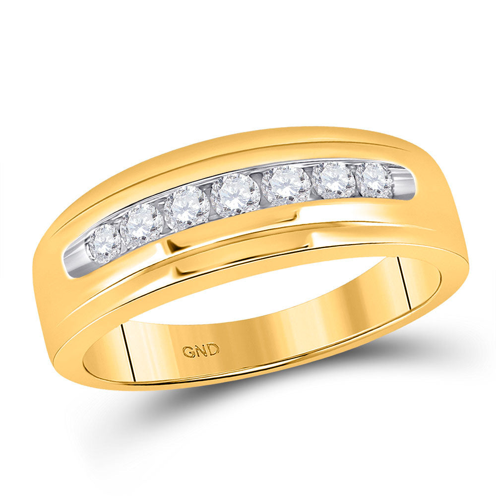 Gold Band Wedding Ring 1/2 Cttw Round Natural Diamond Mens