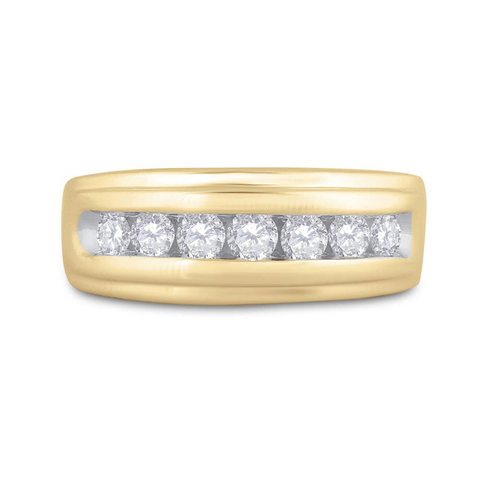 14kt Yellow Gold Mens Round Diamond Wedding Band Ring 7/8 Cttw