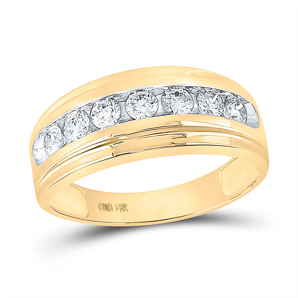 14kt Yellow Gold Mens Round Diamond Wedding Band Ring 7/8 Cttw