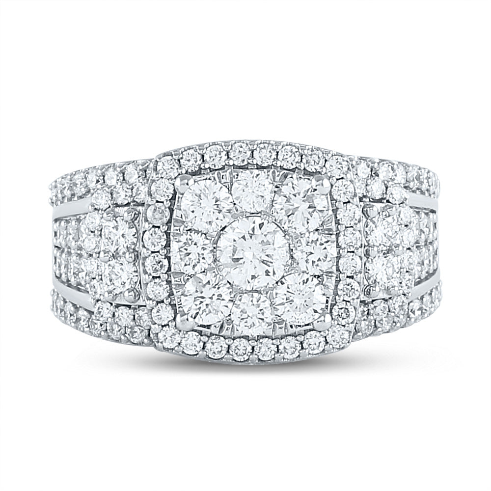 14kt White Gold Round Diamond Square Bridal Wedding Engagement Ring 2 Cttw