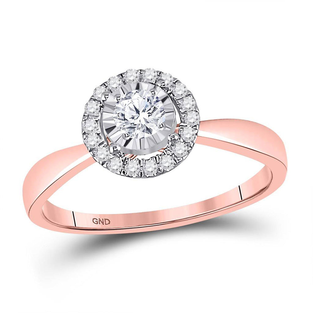 Gold Halo Bridal Wedding Engagement Ring 1/3 Cttw Round Natural Diamond Womens
