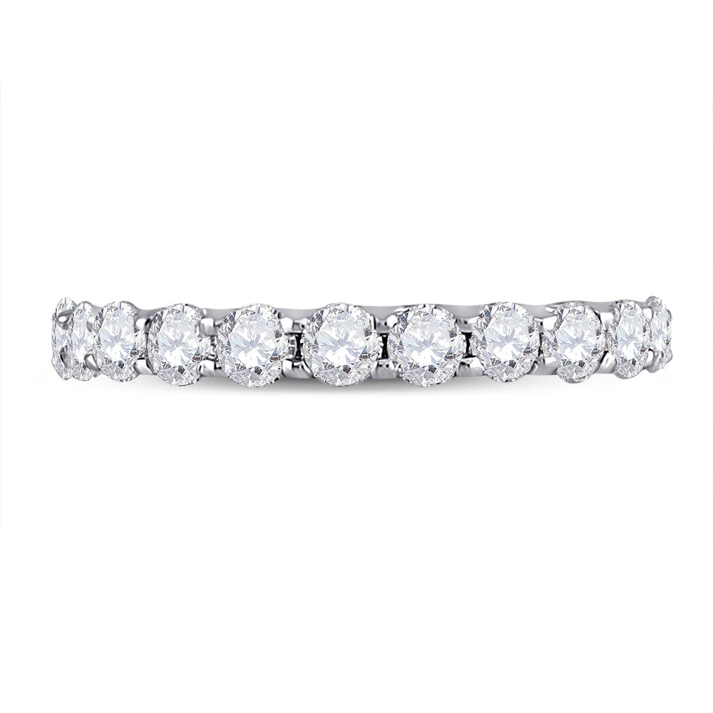 14kt White Gold Womens Round Diamond Timeless Eternity Ring 2 Cttw