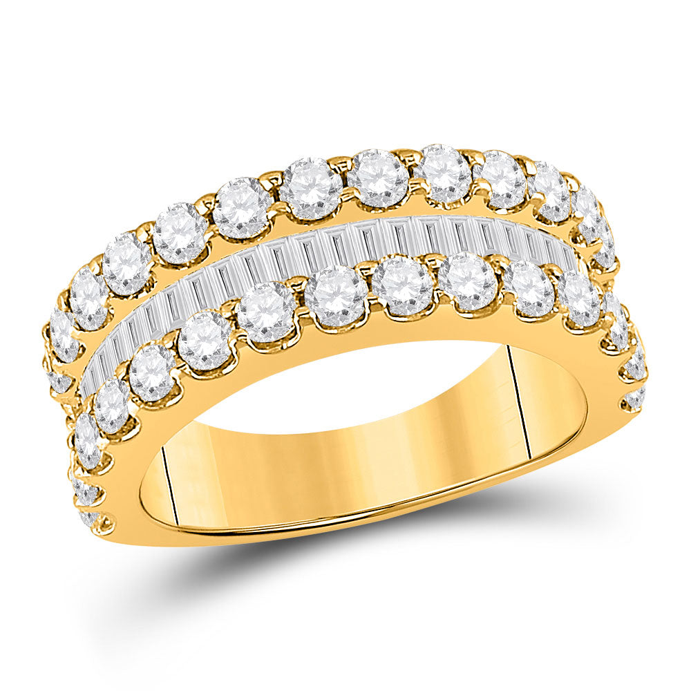 14kt Yellow Gold Womens Baguette Diamond Anniversary Ring 2-5/8 Cttw